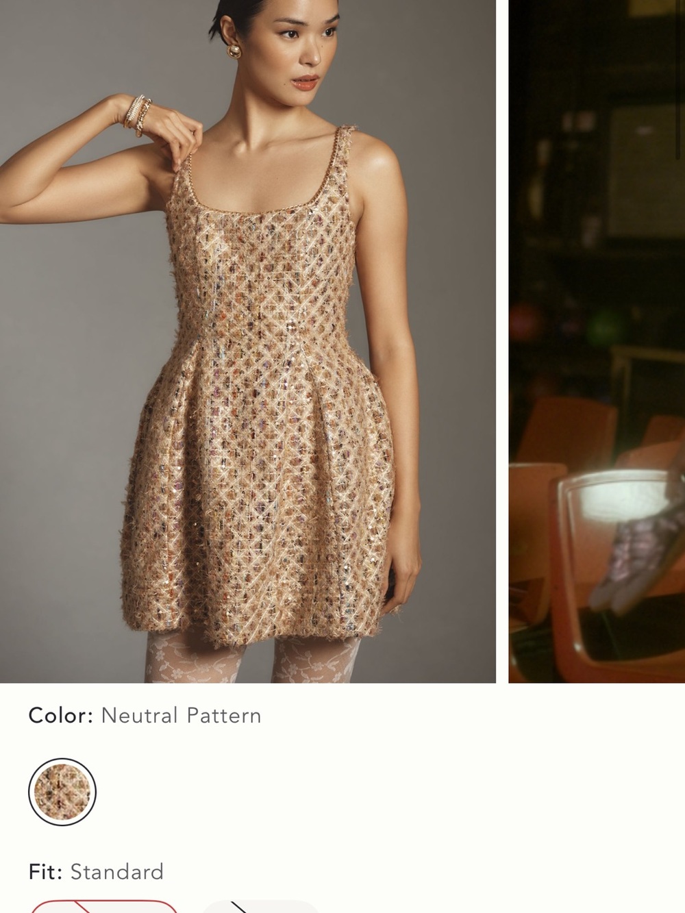 Maeve Beaded Tan Mini Dress with Multicolor Accents